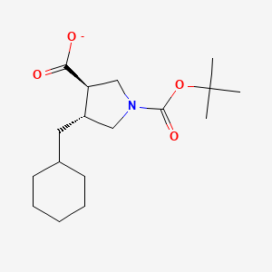 molecular formula C17H28NO4- B15131041 1,3-Pyrrolidinedicarboxylic acid, 4-(cyclohexylmethyl)-, 1-(1,1-dimethylethyl) ester, (3R,4R)-rel- 