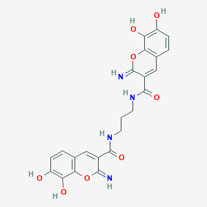 molecular formula C23H20N4O8 B15131091 2H-1-Benzopyran-3-carboxamide, N,N'-1,3-propanediylbis[7,8-dihydroxy-2-imino- 