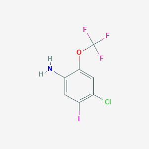 molecular formula C7H4ClF3INO B15131095 Benzenamine, 4-chloro-5-iodo-2-(trifluoromethoxy)- 