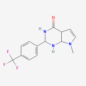 molecular formula C14H14F3N3O B15131195 7-methyl-2-[4-(trifluoromethyl)phenyl]-2,3,4a,7a-tetrahydro-1H-pyrrolo[2,3-d]pyrimidin-4-one 