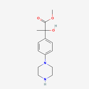 Benzeneacetic acid, alpha-hydroxy-alpha-methyl-4-(1-piperazinyl)-, methyl ester