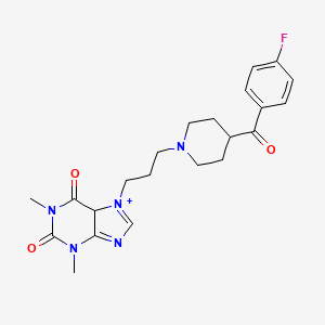 molecular formula C22H27FN5O3+ B15131375 Theophylline, 7-(3-(4-(p-fluorobenzoyl)piperidino)propyl)- 