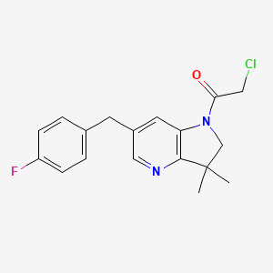 2-chloro-1-(6-(4-fluorobenzyl)-3,3-dimethyl-2,3-dihydro-1H-pyrrolo[3,2-b]pyridin-1-yl)ethanone