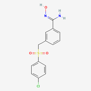 molecular formula C14H13ClN2O3S B15131560 3-(((4-Chlorophenyl)sulfonyl)methyl)-N-hydroxybenzimidamide 