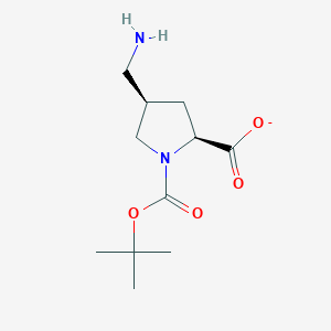 molecular formula C11H19N2O4- B15131656 (2S,4R)-4-(aminomethyl)-1-[(2-methylpropan-2-yl)oxycarbonyl]pyrrolidine-2-carboxylate 