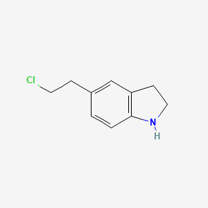 molecular formula C10H12ClN B15131913 1H-Indole, 5-(2-chloroethyl)-2,3-dihydro- 