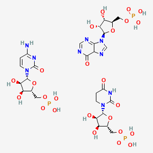 molecular formula C28H42N9O25P3 B15132042 [(2R,3S,4R,5R)-5-(4-amino-2-oxopyrimidin-1-yl)-3,4-dihydroxyoxolan-2-yl]methyl dihydrogen phosphate;[(2R,3S,4R,5R)-3,4-dihydroxy-5-(6-oxo-5H-purin-9-yl)oxolan-2-yl]methyl dihydrogen phosphate;[(2R,3S,4R,5R)-5-(2,4-dioxo-1,3-diazinan-1-yl)-3,4-dihydroxyoxolan-2-yl]methyl dihydrogen phosphate 