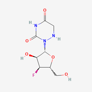 molecular formula C8H12FN3O5 B15132050 2-[(2R,3S,4S,5R)-4-fluoro-3-hydroxy-5-(hydroxymethyl)oxolan-2-yl]-1,2,4-triazinane-3,5-dione 