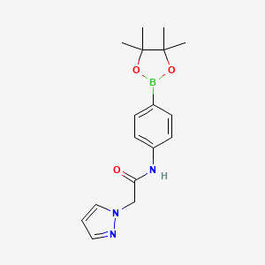 molecular formula C17H22BN3O3 B15132052 2-(1H-pyrazol-1-yl)-N-(4-(4,4,5,5-tetramethyl-1,3,2-dioxaborolan-2-yl)phenyl)acetamide 