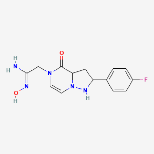 molecular formula C14H16FN5O2 B15132095 2-[2-(4-fluorophenyl)-4-oxo-1,2,3,3a-tetrahydropyrazolo[1,5-a]pyrazin-5-yl]-N'-hydroxyethanimidamide 