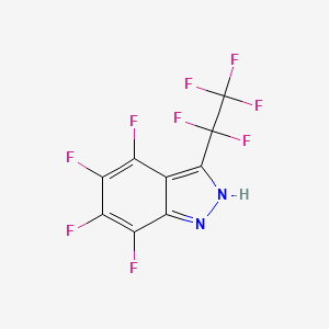 molecular formula C9HF9N2 B15132149 4,5,6,7-Tetrafluoro-3-(perfluoroethyl)-1H-indazole 