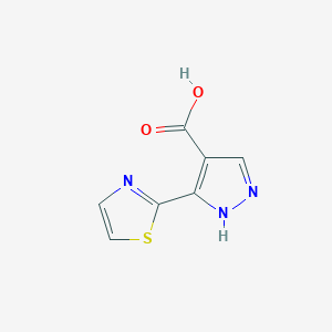 molecular formula C7H5N3O2S B15132213 3-(1,3-thiazol-2-yl)-1H-pyrazole-4-carboxylic acid 