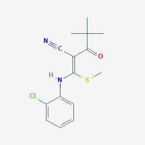 2-(2,2-Dimethylpropanoyl)-3-((2-chlorophenyl)amino)-3-methylthioprop-2-enenitrile