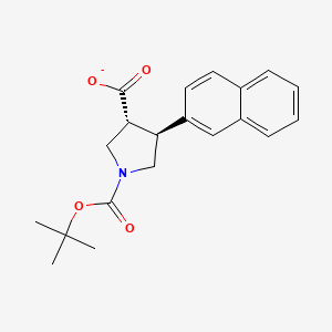 molecular formula C20H22NO4- B15132363 1,3-Pyrrolidinedicarboxylic acid, 4-(2-naphthalenyl)-, 1-(1,1-dimethylethyl) ester, (3R,4S)-rel- 