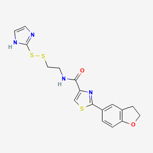 molecular formula C17H16N4O2S3 B1513248 2-(2,3-Dihydro-1-benzofuran-5-yl)-N-{2-[(1H-imidazol-2-yl)disulfanyl]ethyl}-1,3-thiazole-4-carboxamide CAS No. 1001023-76-2