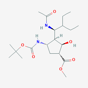 (1R,2R,3S,4S)-Methyl 3-((S)-1-acetamido-2-ethylbutyl)-4-((tert-butoxycarbonyl)amino)-2-hydroxycyclopentanecarboxylate(relative)