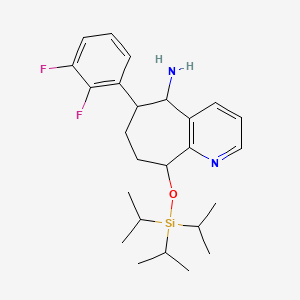molecular formula C25H36F2N2OSi B1513254 5H-Cyclohepta[b]pyridin-5-amine, 6-(2,3-difluorophenyl)-6,7,8,9-tetrahydro-9-[[tris(1-methylethyl)silyl]oxy]-, (5S,6S,9R)- 