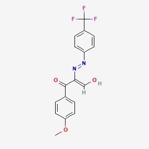 molecular formula C17H13F3N2O3 B15132554 (Z)-3-hydroxy-1-(4-methoxyphenyl)-2-[[4-(trifluoromethyl)phenyl]diazenyl]prop-2-en-1-one 