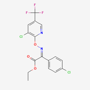 ethyl (2Z)-2-({[3-chloro-5-(trifluoromethyl)pyridin-2-yl]oxy}imino)-2-(4-chlorophenyl)acetate