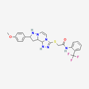 molecular formula C23H23F3N6O2S B15132641 2-[[11-(4-methoxyphenyl)-3,4,6,9,10-pentazatricyclo[7.3.0.02,6]dodeca-4,7-dien-5-yl]sulfanyl]-N-[2-(trifluoromethyl)phenyl]acetamide 