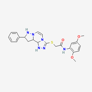 N-(2,5-dimethoxyphenyl)-2-({11-phenyl-3,4,6,9,10-pentaazatricyclo[7.3.0.0^{2,6}]dodeca-1(12),2,4,7,10-pentaen-5-yl}sulfanyl)acetamide