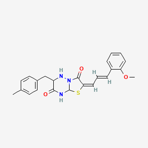 molecular formula C23H23N3O3S B15132666 (2E)-2-[(2E)-3-(2-methoxyphenyl)prop-2-en-1-ylidene]-6-[(4-methylphenyl)methyl]-2H,3H,7H-[1,3]thiazolo[3,2-b][1,2,4]triazine-3,7-dione 