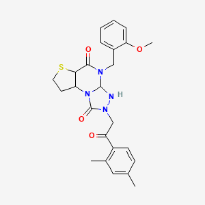 11-[2-(2,4-Dimethylphenyl)-2-oxoethyl]-8-[(2-methoxyphenyl)methyl]-5-thia-1,8,10,11-tetraazatricyclo[7.3.0.0^{2,6}]dodeca-2(6),3,9-triene-7,12-dione