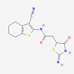 molecular formula C14H14N4O2S2 B15132676 N-(3-cyano-4,5,6,7-tetrahydro-1-benzothiophen-2-yl)-2-(2-imino-4-oxo-1,3-thiazolidin-5-yl)acetamide 