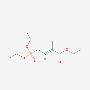 molecular formula C11H21O5P B15132684 4-(Diethoxyphosphinyl)-2-methyl-2-butenoic acid ethyl ester CAS No. 122009-11-4