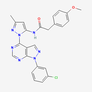 N-{1-[1-(3-chlorophenyl)-1H-pyrazolo[3,4-d]pyrimidin-4-yl]-3-methyl-1H-pyrazol-5-yl}-2-(4-methoxyphenyl)acetamide