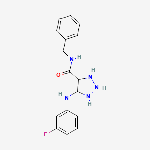 molecular formula C16H18FN5O B15132690 N-benzyl-5-(3-fluoroanilino)triazolidine-4-carboxamide 