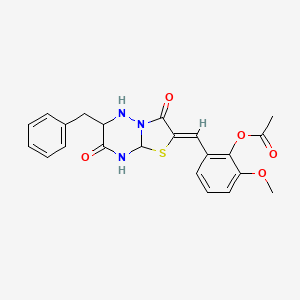 2-{[(2Z)-6-benzyl-3,7-dioxo-2H,3H,7H-[1,3]thiazolo[3,2-b][1,2,4]triazin-2-ylidene]methyl}-6-methoxyphenyl acetate