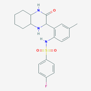 4-fluoro-N-[4-methyl-2-(3-oxo-3,4-dihydroquinoxalin-2-yl)phenyl]benzene-1-sulfonamide