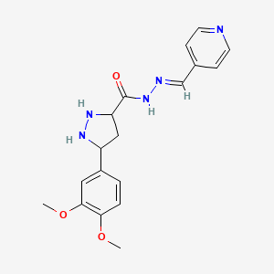 molecular formula C18H21N5O3 B15132967 5-(3,4-dimethoxyphenyl)-N-[(E)-pyridin-4-ylmethylideneamino]pyrazolidine-3-carboxamide 