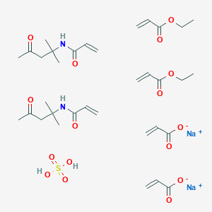 disodium;ethyl prop-2-enoate;N-(2-methyl-4-oxopentan-2-yl)prop-2-enamide;prop-2-enoate;sulfuric acid