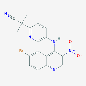 molecular formula C18H14BrN5O2 B15133004 2-(5-((6-Bromo-3-nitroquinolin-4-yl)amino)pyridin-2-yl)-2-methylpropanenitrile 