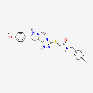 2-{[11-(4-methoxyphenyl)-3,4,6,9,10-pentaazatricyclo[7.3.0.0^{2,6}]dodeca-1(12),2,4,7,10-pentaen-5-yl]sulfanyl}-N-[(4-methylphenyl)methyl]acetamide