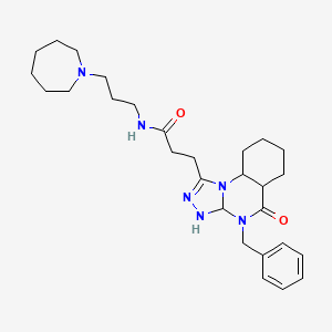 N-[3-(azepan-1-yl)propyl]-3-(4-benzyl-5-oxo-3,3a,5a,6,7,8,9,9a-octahydro-[1,2,4]triazolo[4,3-a]quinazolin-1-yl)propanamide