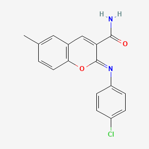 molecular formula C17H13ClN2O2 B15133045 (2Z)-2-[(4-chlorophenyl)imino]-6-methyl-2H-chromene-3-carboxamide 