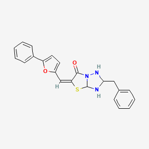 molecular formula C22H19N3O2S B15133047 (5E)-2-benzyl-5-[(5-phenylfuran-2-yl)methylidene]-5H,6H-[1,2,4]triazolo[3,2-b][1,3]thiazol-6-one 