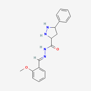 N-[(E)-(2-methoxyphenyl)methylideneamino]-5-phenylpyrazolidine-3-carboxamide