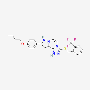 11-(4-Butoxyphenyl)-5-({[2-(trifluoromethyl)phenyl]methyl}sulfanyl)-3,4,6,9,10-pentaazatricyclo[7.3.0.0^{2,6}]dodeca-1(12),2,4,7,10-pentaene