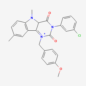 3-(3-chlorophenyl)-1-[(4-methoxyphenyl)methyl]-5,8-dimethyl-1H,2H,3H,4H,5H-pyrimido[5,4-b]indole-2,4-dione