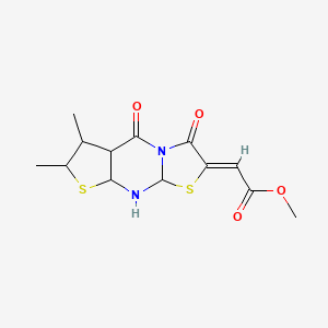 methyl 2-[(11Z)-4,5-dimethyl-2,12-dioxo-6,10-dithia-1,8-diazatricyclo[7.3.0.0^{3,7}]dodeca-3(7),4,8-trien-11-ylidene]acetate