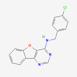 N-[(4-chlorophenyl)methyl]-8-oxa-3,5-diazatricyclo[7.4.0.0^{2,7}]trideca-1(9),2(7),3,5,10,12-hexaen-6-amine