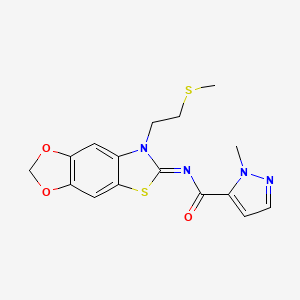 1-methyl-N-[(11E)-12-[2-(methylsulfanyl)ethyl]-4,6-dioxa-10-thia-12-azatricyclo[7.3.0.0^{3,7}]dodeca-1(9),2,7-trien-11-ylidene]-1H-pyrazole-5-carboxamide