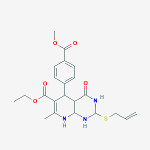 molecular formula C22H27N3O5S B15133208 ethyl 5-[4-(methoxycarbonyl)phenyl]-7-methyl-4-oxo-2-(prop-2-en-1-ylsulfanyl)-3H,4H,5H,8H-pyrido[2,3-d]pyrimidine-6-carboxylate 