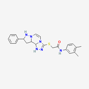 molecular formula C23H26N6OS B15133254 N-(3,4-dimethylphenyl)-2-({11-phenyl-3,4,6,9,10-pentaazatricyclo[7.3.0.0^{2,6}]dodeca-1(12),2,4,7,10-pentaen-5-yl}sulfanyl)acetamide 