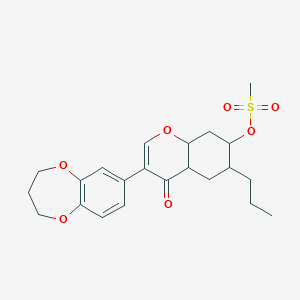 molecular formula C22H28O7S B15133263 [3-(3,4-dihydro-2H-1,5-benzodioxepin-7-yl)-4-oxo-6-propyl-4a,5,6,7,8,8a-hexahydrochromen-7-yl] methanesulfonate 