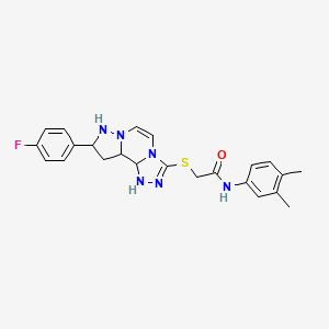 N-(3,4-dimethylphenyl)-2-{[11-(4-fluorophenyl)-3,4,6,9,10-pentaazatricyclo[7.3.0.0^{2,6}]dodeca-1(12),2,4,7,10-pentaen-5-yl]sulfanyl}acetamide